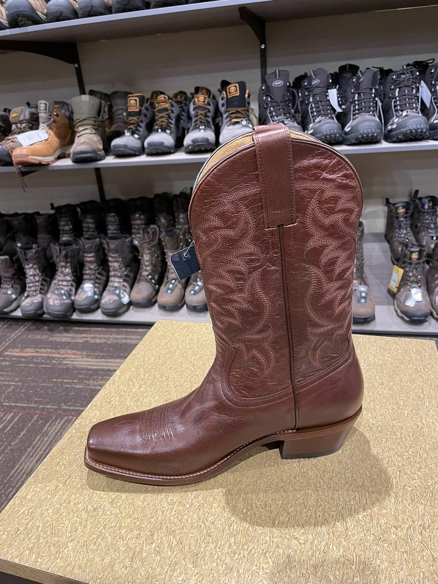 Moonshine Spirit Brown Leather Square Toe Pull On Western Boots Men s Size 10.0D