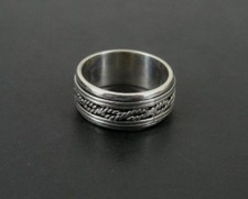Twist Rope with Lines Look Sterling Silver 925 RING Spinner Size 5 3/4