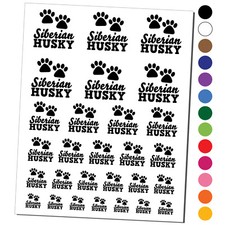 Siberian Husky Dog Paw Prints Fun Text Temporary Tattoo Water Resistant Set