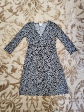 Ann Taylor LOFT Black/White/Gray Wrap Style Dress Womens Size S
