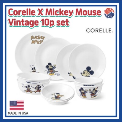 Corelle Mickey Dinnerware Corelle X Mickey Mouse Vintage Dinnerware 10p  Set/Plate,USA,Minnie Mouse,Donald