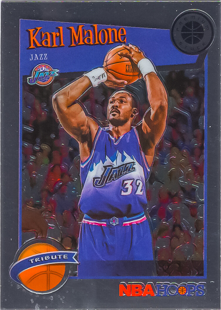Karl Malone 2019-20 NBA Hoops Premium Stock Chrome Card #286 Utah