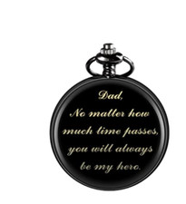 Pocket Watch with Chain "Dad, No matter how much time passes, you will..." NEW
