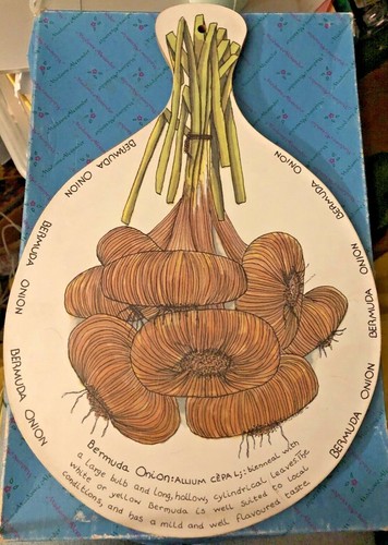 Vintage 1976 Bermuda Onion Cutting Board Kitsch CM Corrado Artist England Art - Picture 2 of 11