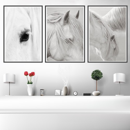 Animal White Horse Canvas Art Print Poster Living Room Wall Picture Modern Decor - Picture 3 of 17