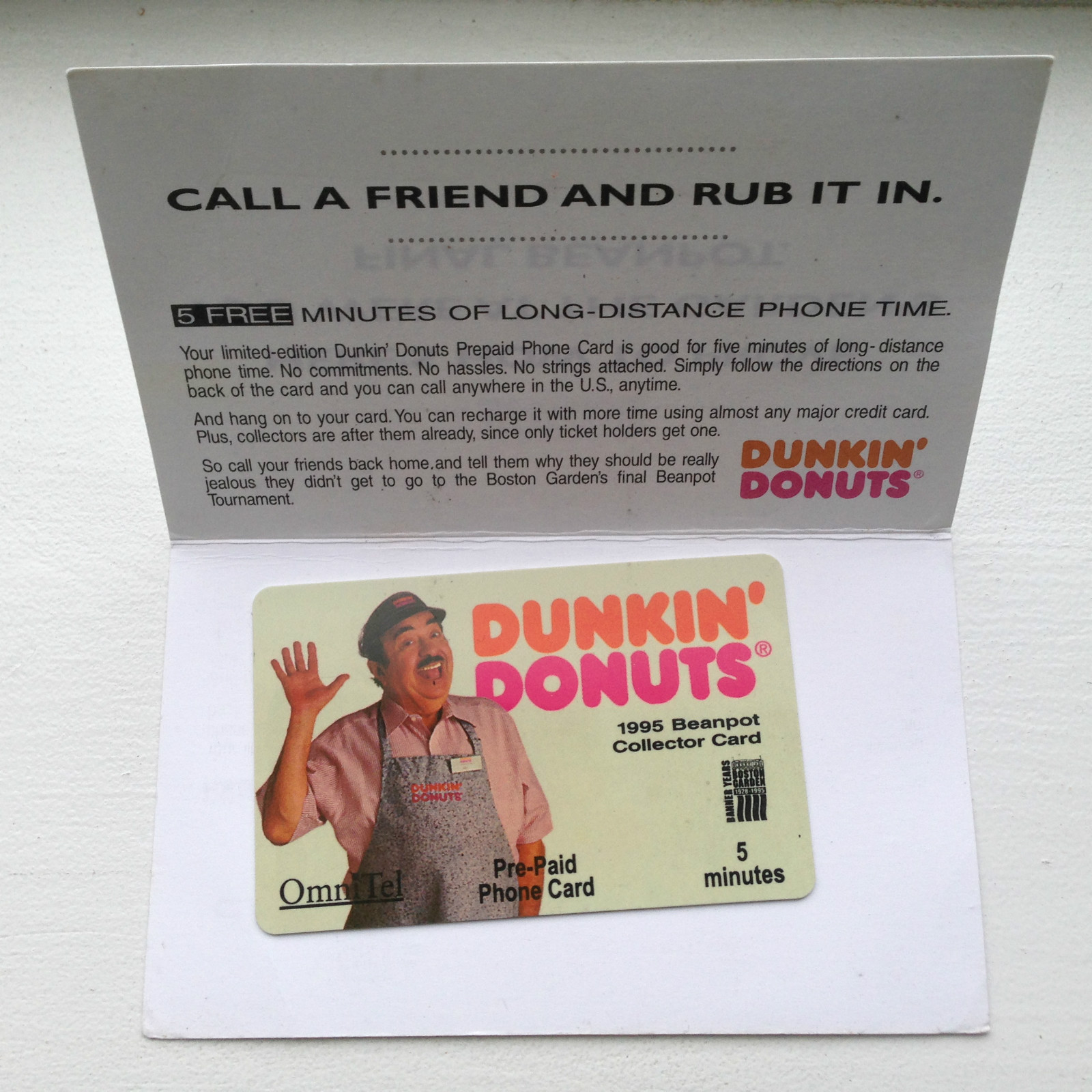 1995 Final Boston Garden Beanpot Game Dunkin Donuts with 5 minutes Phone Card eBay