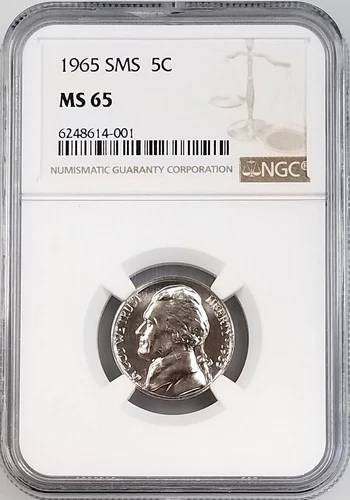 1965 SMS Jefferson Nickel certified MS 65 by NGC!