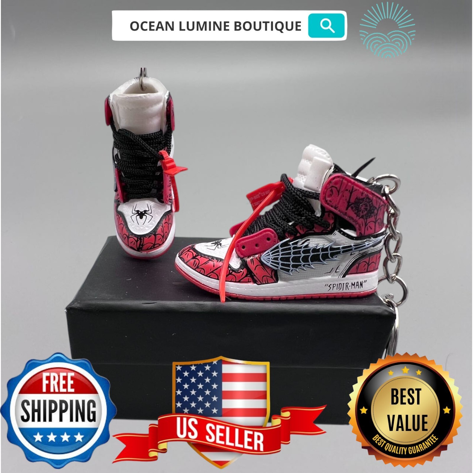 Air Jordan 3D Mini Sneaker Keychain, Basketball Sneaker Collectible, Box Options