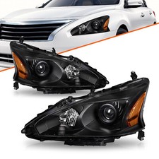 For 2013-2015 Nissan Altima 4-Door Sedan Black Projector Headlights Lamps Pair