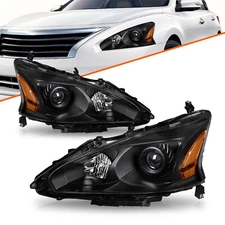 For 2013-2015 Nissan Altima 4-Door Sedan Black Projector Headlights Lamps Pair