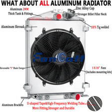 For 1932 Ford Street Rat Rod High Boy Chevy V8 Engine 4-core Radiator Shroud Fan