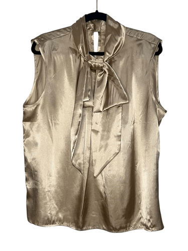 Judy Bond Damen 18 Satinbluse mit Bindeband gold ärmellos Oberteil NEU