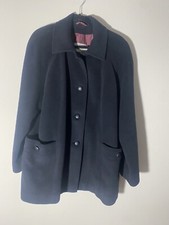 Aquasqutum England Womens Black Cashmere Short Coat Jacket Size Large