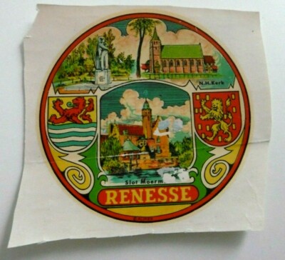 Schiebebild Renesse Seebad Moerm Zeeland Niederlande 60er Souvenir-Aufkleber