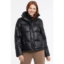 Tribal Vegan Leather Short Puffer Coat New