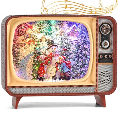Christmas Snow Globe, TV Snowman Scene Snow Globe,Volume/Light Mode/Playing With