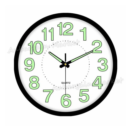 12'' Luminous Quartz Wall Clock Home Decor Night Glow In the Dark Silent Clock - Picture 2 of 9