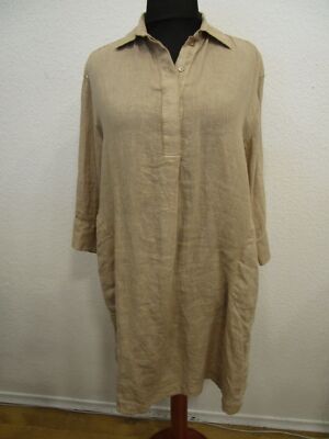 Louis and Mia Leinen Kleid Halbarm Taschen beige Gr.38 NEU (M66-53)