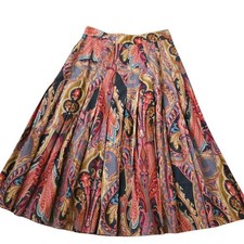 Margaret Howell Paisley Pleated Flare Skirt Size 2 29.5 inches
