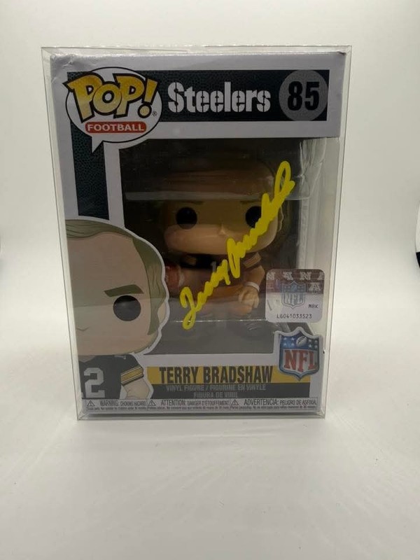 Terry Bradshaw Signed Pittsburgh Steelers Funko Pop # 85 Beckett Witness COA