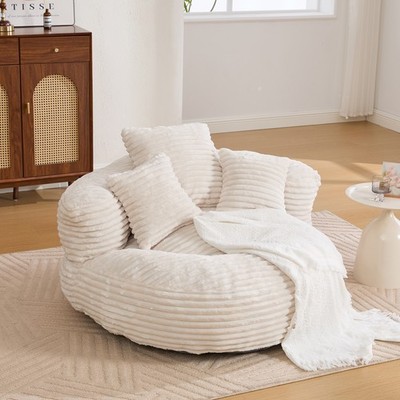 Oversized Corduroy Bean Bag Chair w/ Memory Foam Filled & Pillow for Apartment