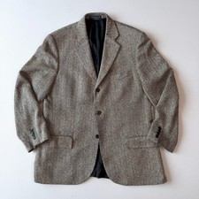 VNTG Polo Ralph Lauren 40R 100 Silk Herringbone Beige/Black Sports Coat