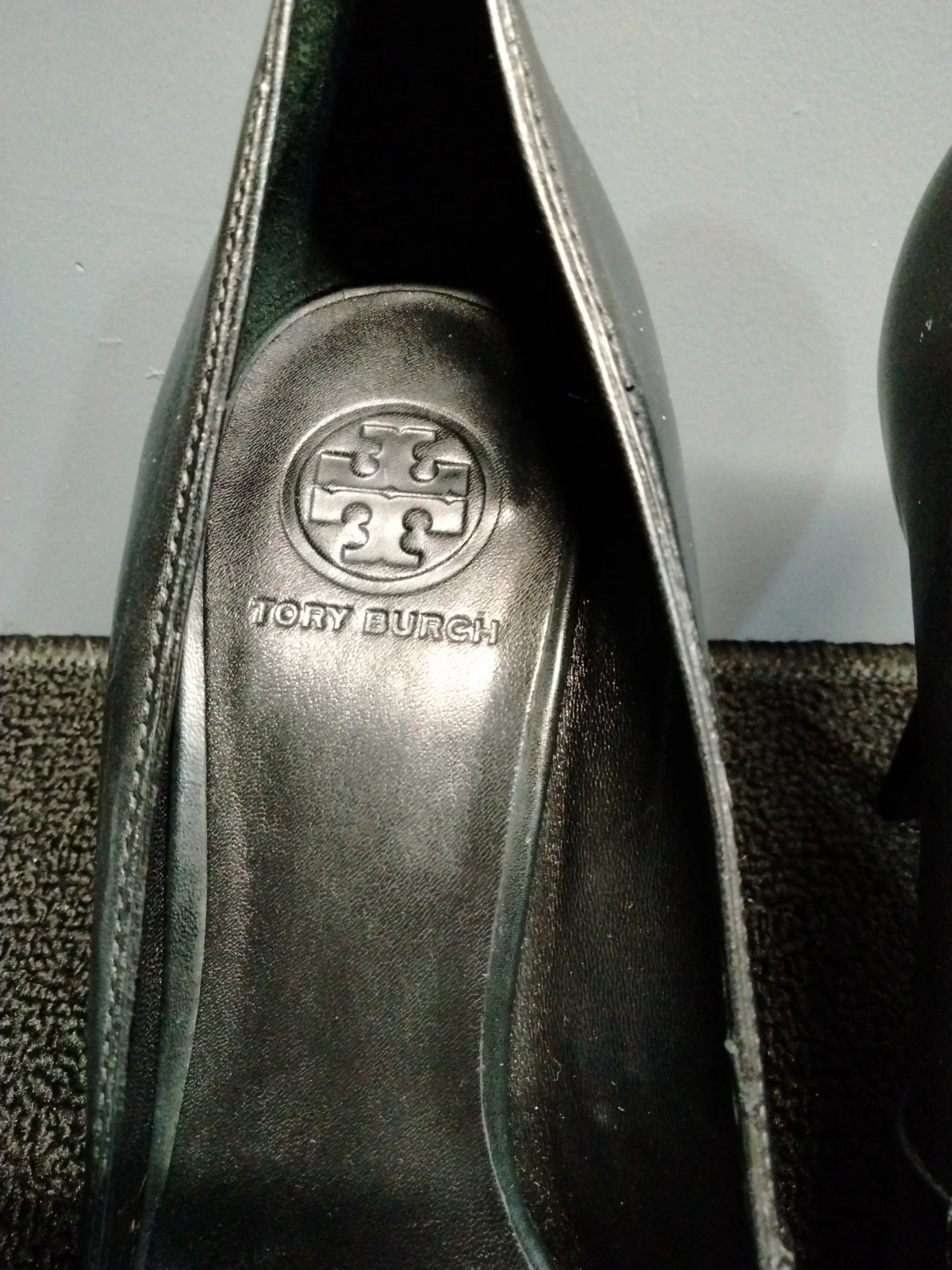Tory Burch tacco in pelle nero taglia 10 stiletto