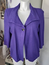 Ming Wang Sapphire Textured Jacket 3/4 sleeves Rich Purple Gorgeous Sz LG Read