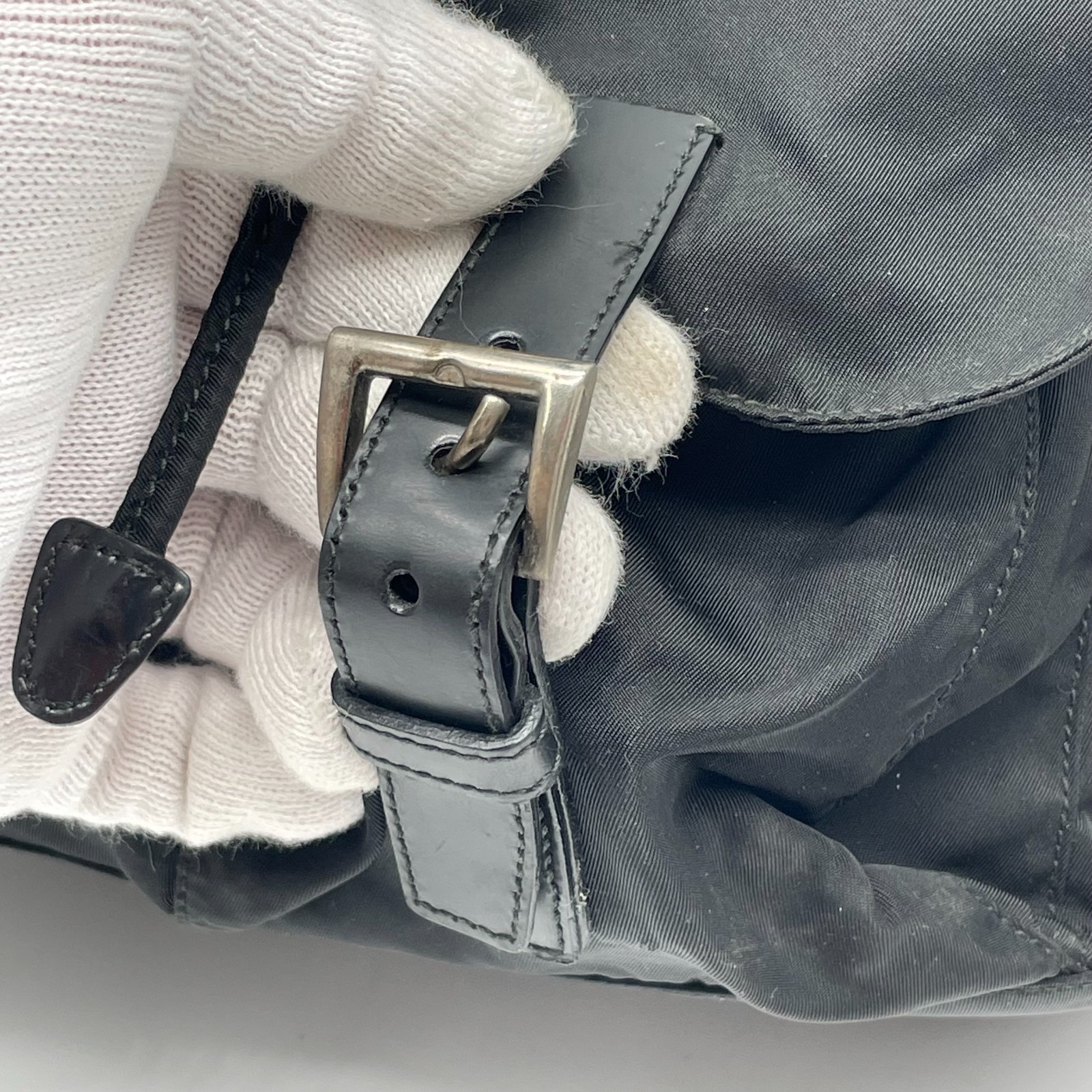 Prada Backpack Black Silver Nylon Triangle logo d… - image 13