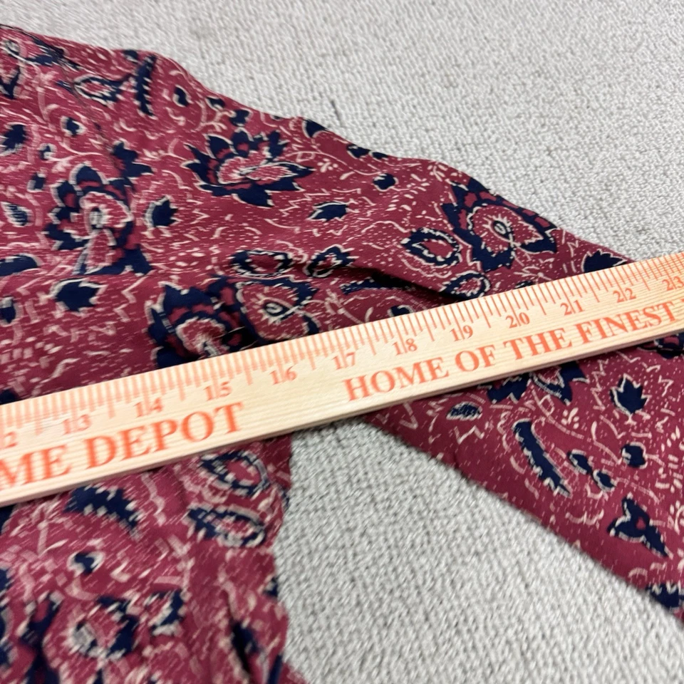 Madewell Dress Women’s Red Floral Long Sleeve Silk Size XS - Image 3 of 4