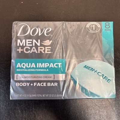 Factory Sealed - Dove Men + Care Aqua Impact - 8 Bars of Soap -  DISCONTINUED