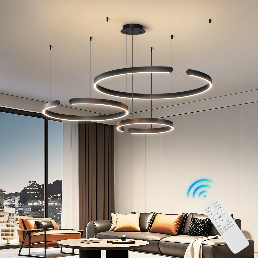 LED Pendant Lights Kitchen Lamp Rings Chandeliers Home Dimmable Ceiling Lights