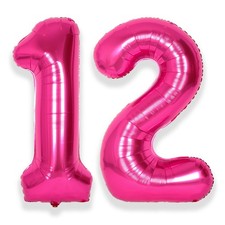40 Inch Hot Pink Large 12 Number Balloons Big Foil Helium Number Balloons 0-9...