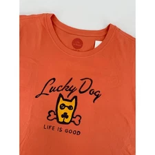 Life is Good Shirt Womens 3XL Orange Lucky Dog Crusher Tee Short Sleeve NEW