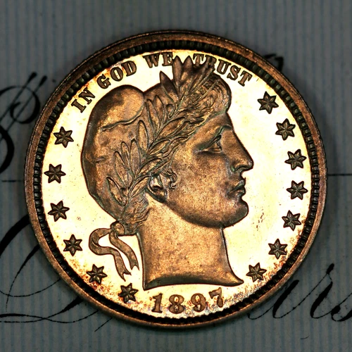 * 1897 CAMEO * PRISTINE++ GEM PROOF BARBER QUARTER * FROM COLLECTION