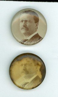 2 Theodore Roosevelt Political Campaign Pinback Buttons 1904 Sepia Design