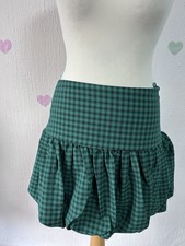 NWT Cute Y2K Green Gingham Bubble Mini Skirt Size 10R