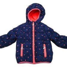 Carter's Puffer Coat Blue with Pink Fleece Lining Hearts Pockets Size 18 Month