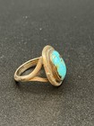 Vintage Navajo Turquoise Ring Sterling Silver Signed Nizkoni Split Shank US 6 — photo 3