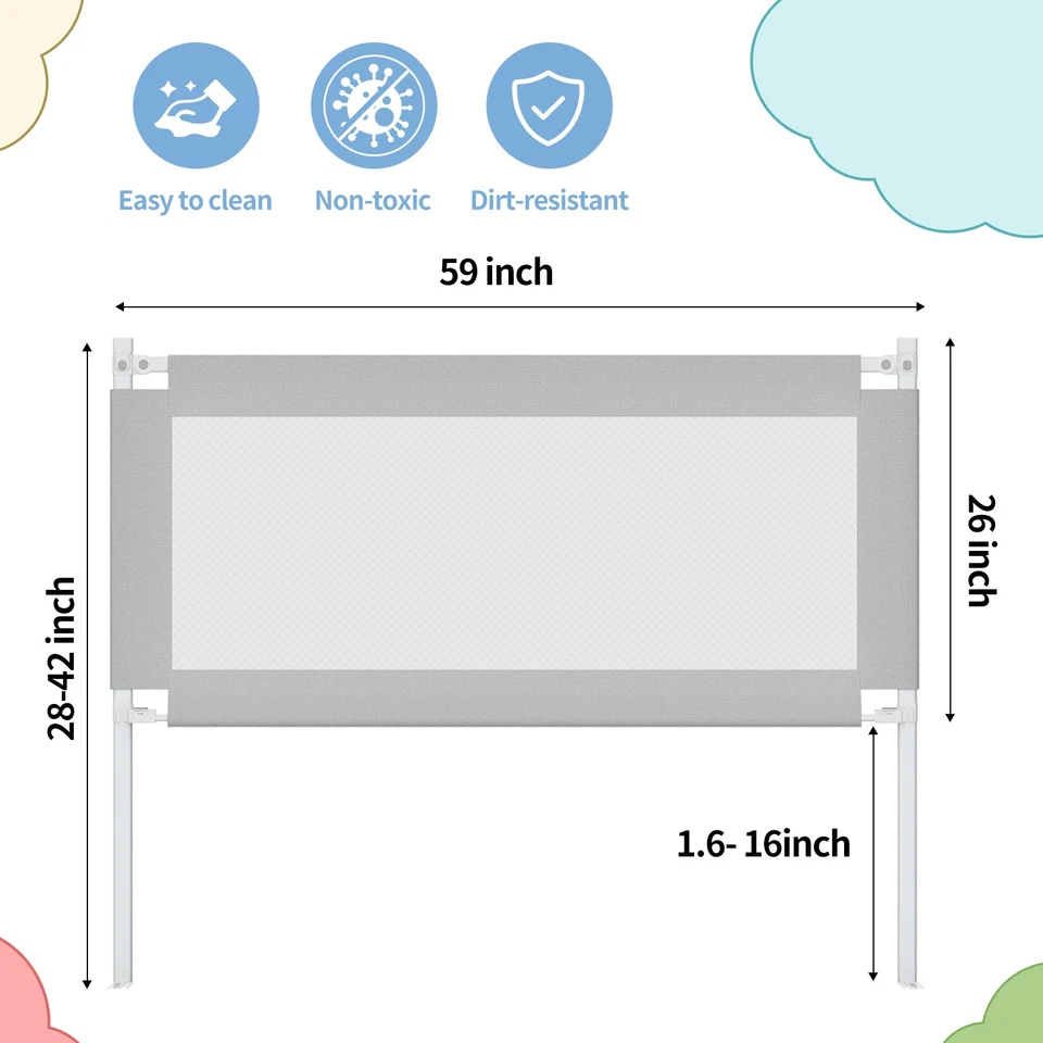 Riel de cama para niños pequeños - Protector de riel de cama de bebé ajustable Riel de cama de seguridad para niños Hogar Foto 2 de 4