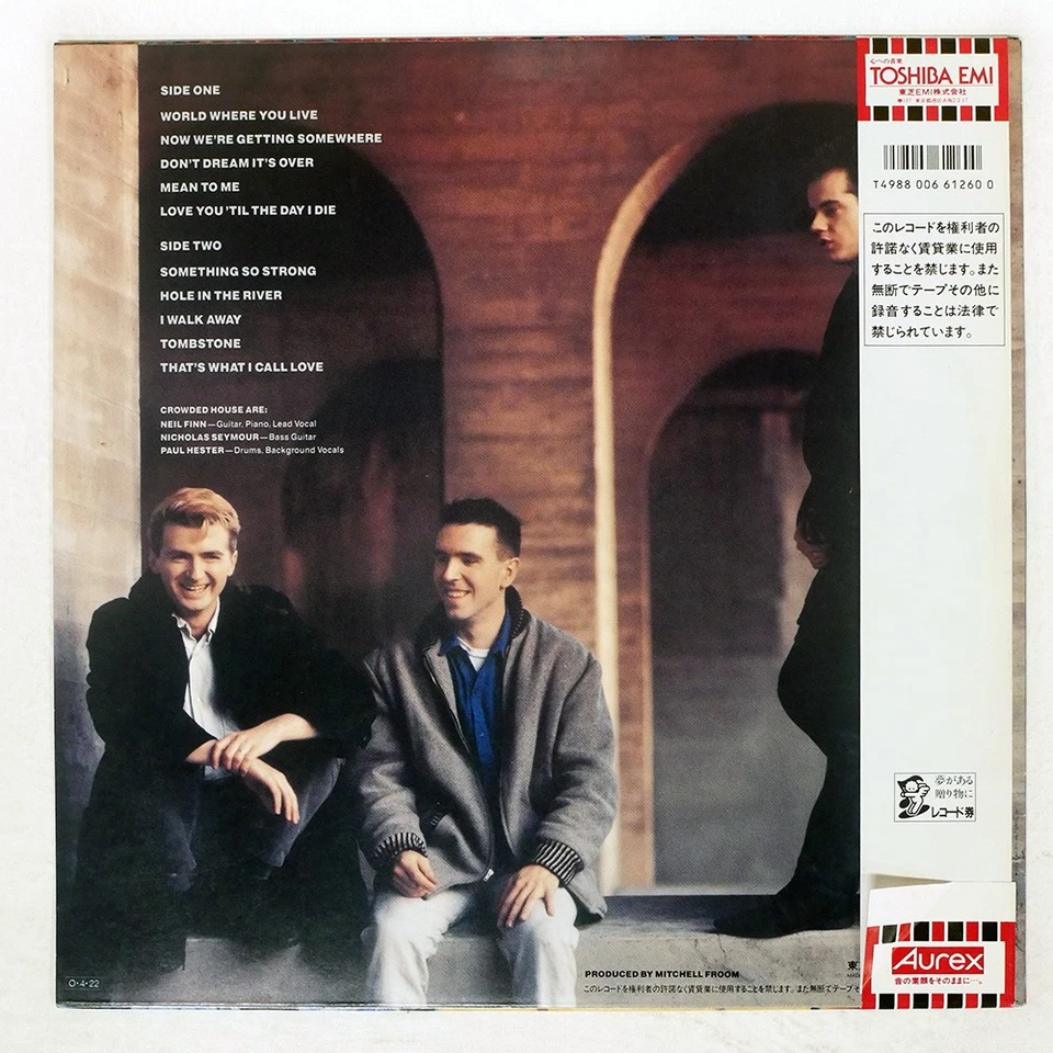 CROWDED HOUSE S/T CAPITOL ECS91219 Japan ORIGINAL OBI INSERT VINYL LP - Image 2 of 3