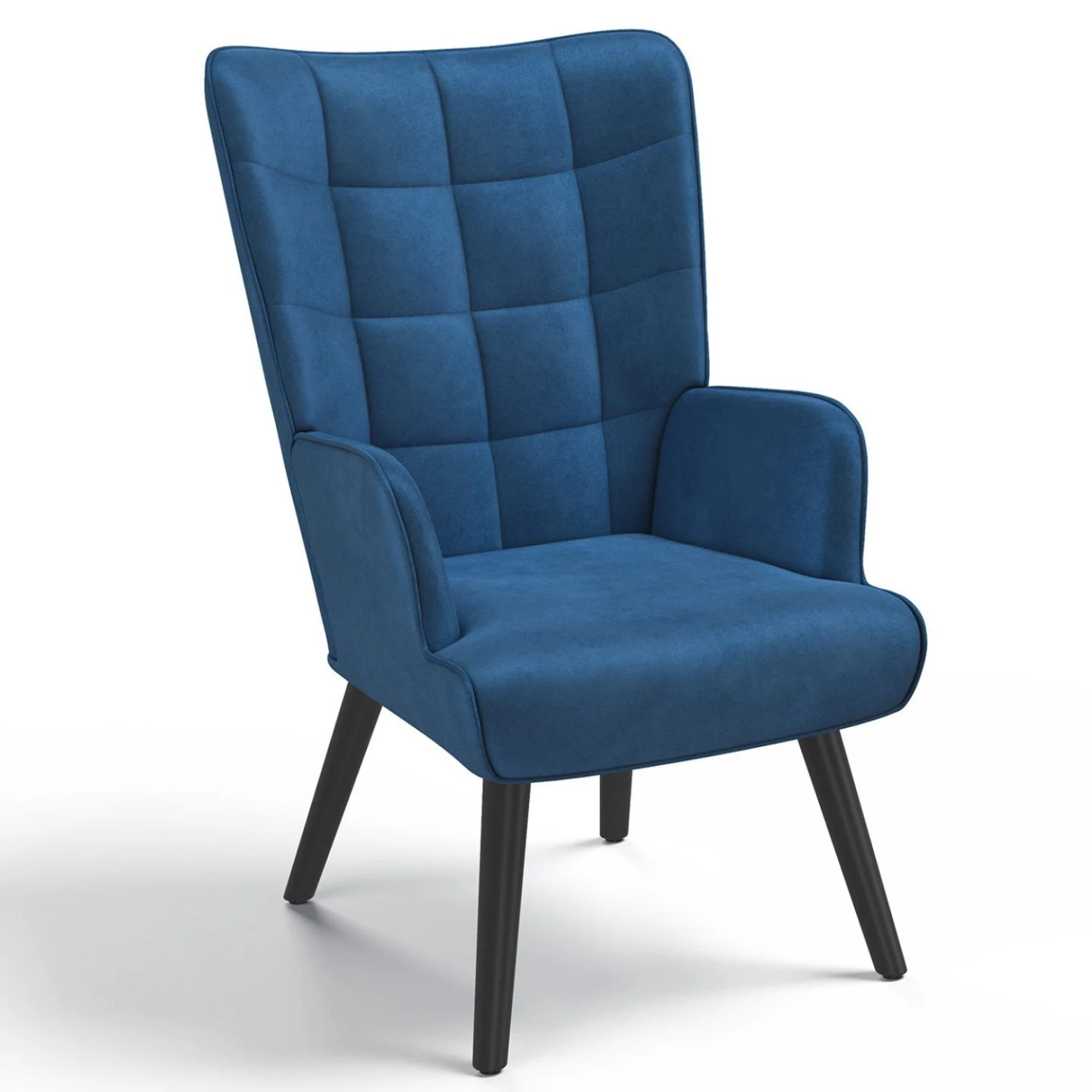 Fauteuil scandinave ANIA en velours bleu au design haut de gamme