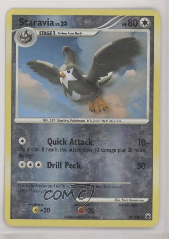 Staravia Reverse Foil Pokémon Diamond & Pearl Majestic Dawn #47 2008