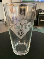 Texas Rangers World Series etched pint glass