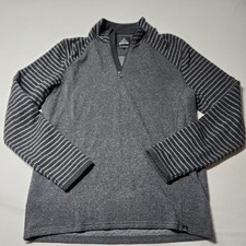 Prana Sweater Mens Large Gray Striped 1/4 Zip Wool Blend Outdoor Gorpcore A1