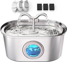 Stainless Steel Cat Water Fountain 3.2L Pet Drinking Fountain Dispenser for Cats