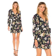 Alice + Olivia Hannah Wrap Dress in Hazy Floral Sapphire/Size 2