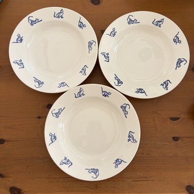 Weiß und Blau Keramik Suppe Dessert Müslischalen Katze Design 3er Set 20 cm