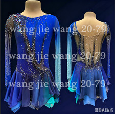Ice Figure Skating Dress Figure Skating Dress For Competition blue dyeing