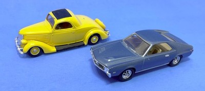 Lot of 2 AMT 1/43 Scale Built Plastic Models 1936 Ford & AMX